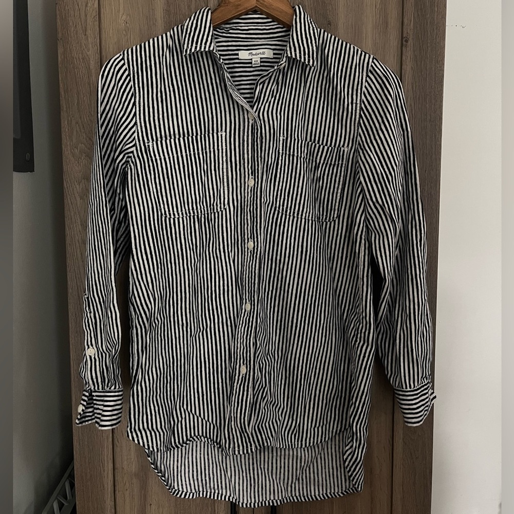 MADEWELL CLASSIC EX-BOYFRIEND SHIRT IN FISK STRIPED XXS